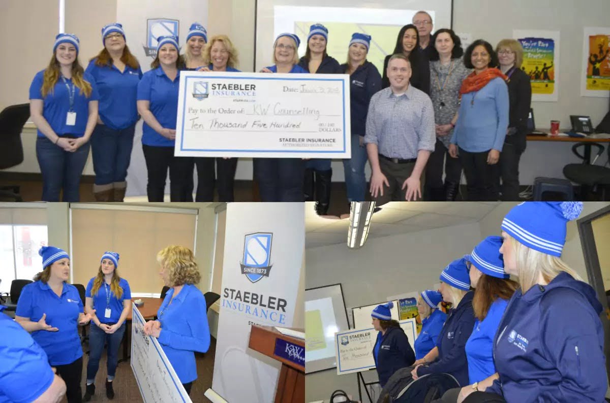 Staebler partners to donate $10,500 to KW Counselling